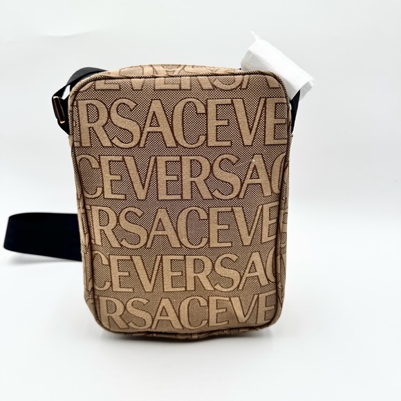 Versace Canvas Allover Logo Medusa Crossbody Bag - Picture 3 of 12